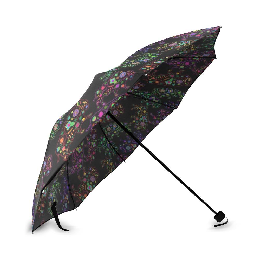 Floral Buffalo Foldable Umbrella (Model U01) Foldable Umbrella e-joyer