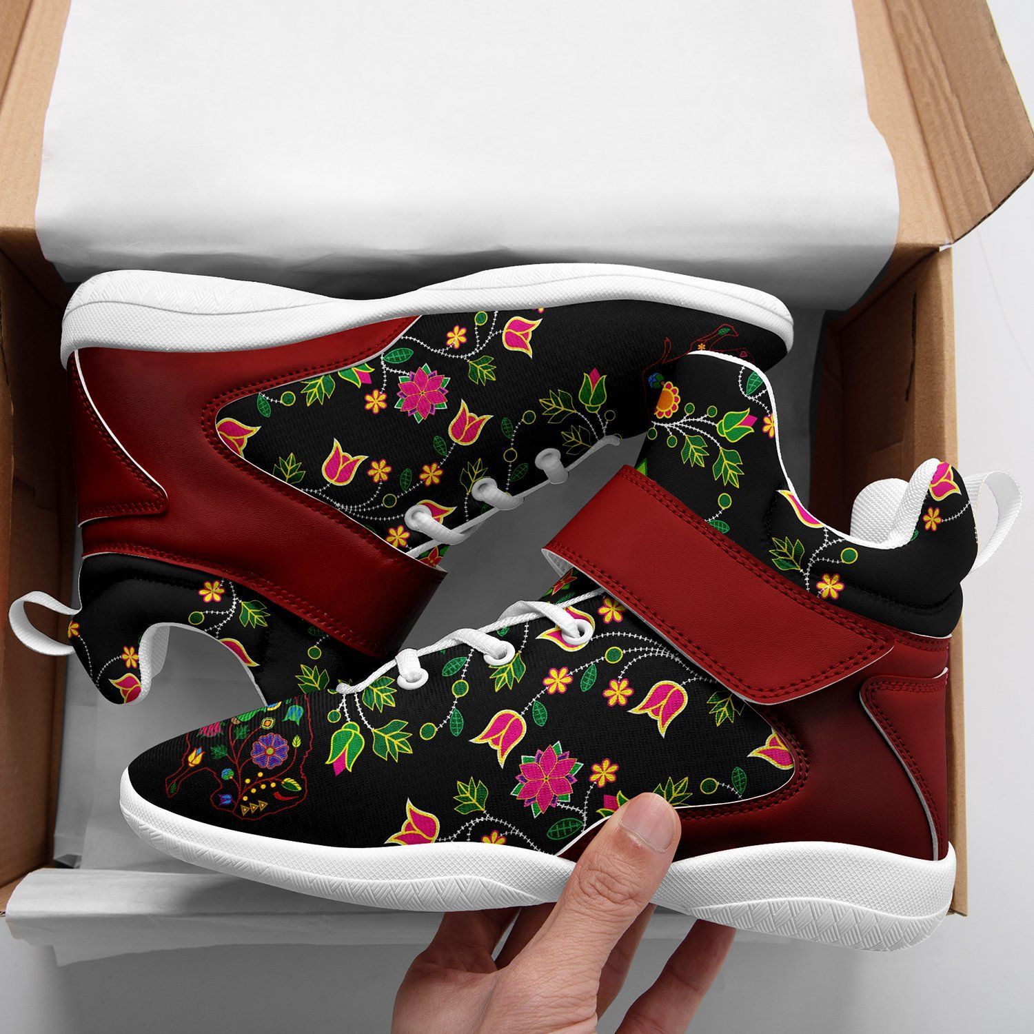 Floral Buffalo Ipottaa Basketball / Sport High Top Shoes - White Sole 49 Dzine