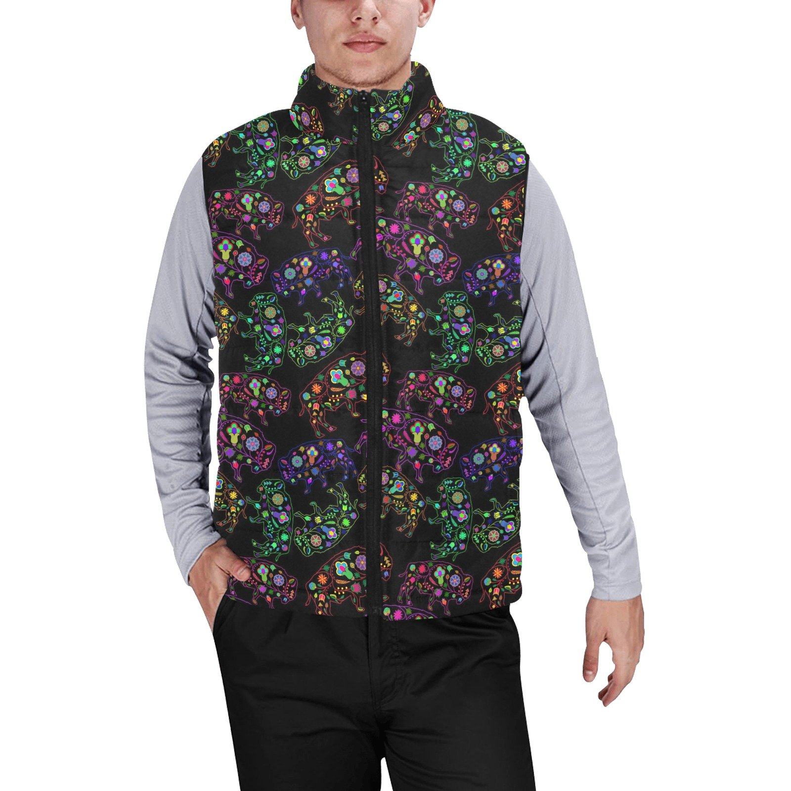 Floral Buffalo Men's Padded Vest Jacket (Model H44) Men's Padded Vest Jacket (H44) e-joyer