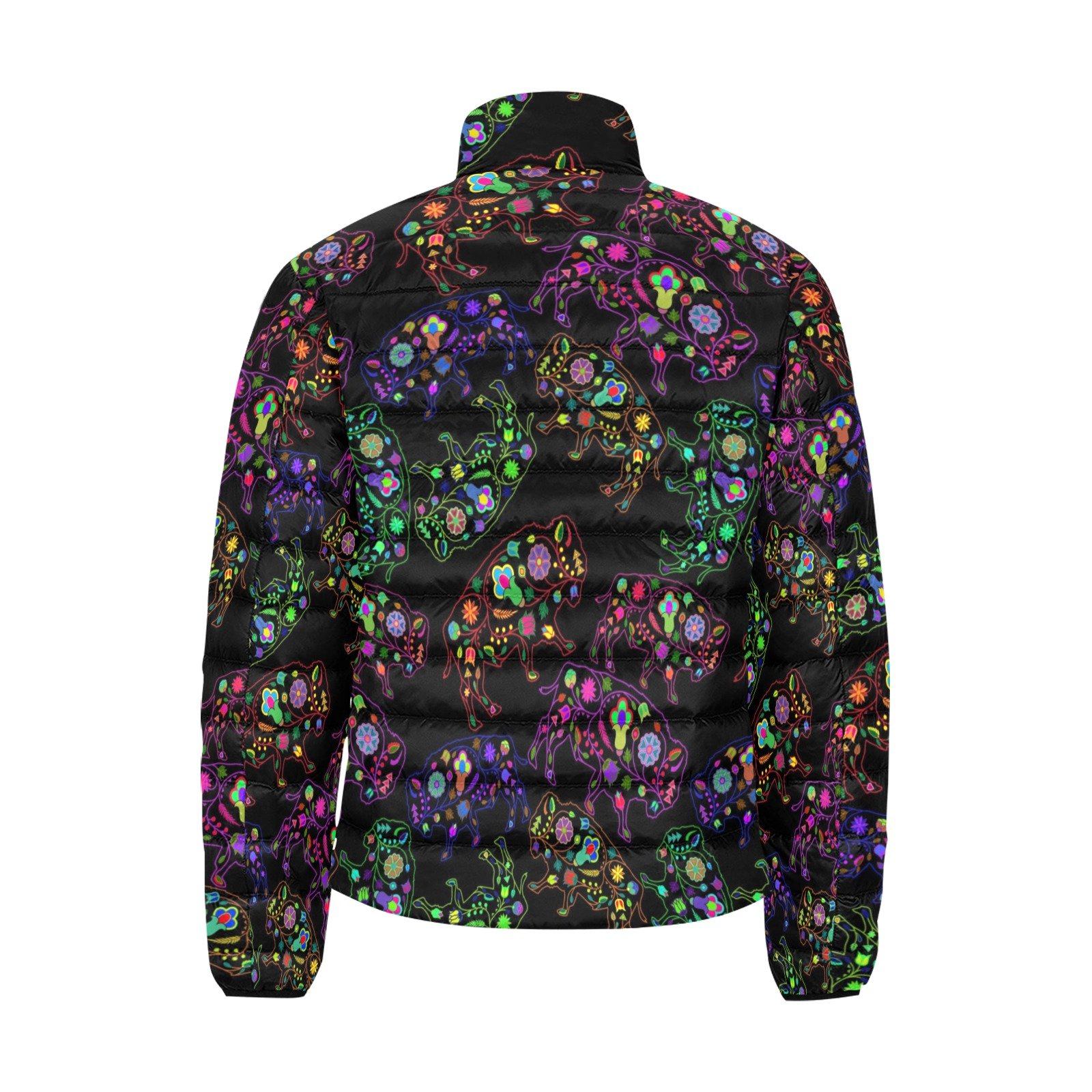 Floral Buffalo Men's Stand Collar Padded Jacket (Model H41) Men's Stand Collar Padded Jacket (H41) e-joyer