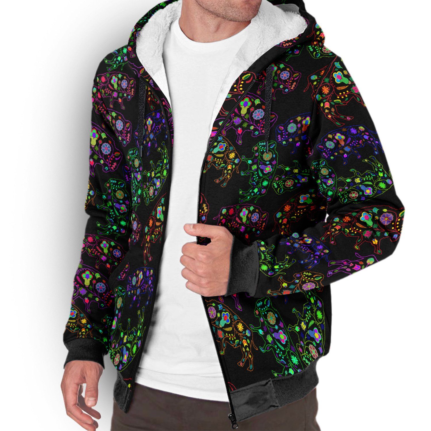 Floral Buffalo Sherpa Hoodie hoodie Herman