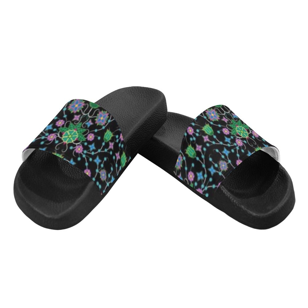 Floral Damask Garden Men's Slide Sandals (Model 057) sandals e-joyer