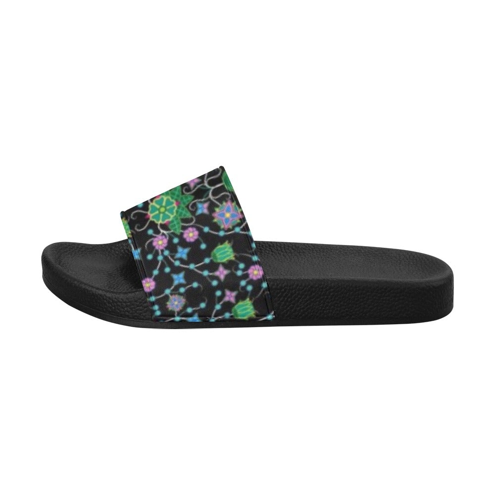 Floral Damask Garden Men's Slide Sandals (Model 057) sandals e-joyer