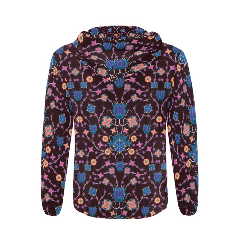 Floral Damask Purple All Over Print Full Zip Hoodie for Men (Model H14) hoodie e-joyer