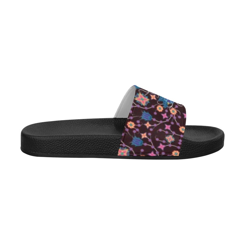 Floral Damask Purple Men's Slide Sandals (Model 057) sandals e-joyer