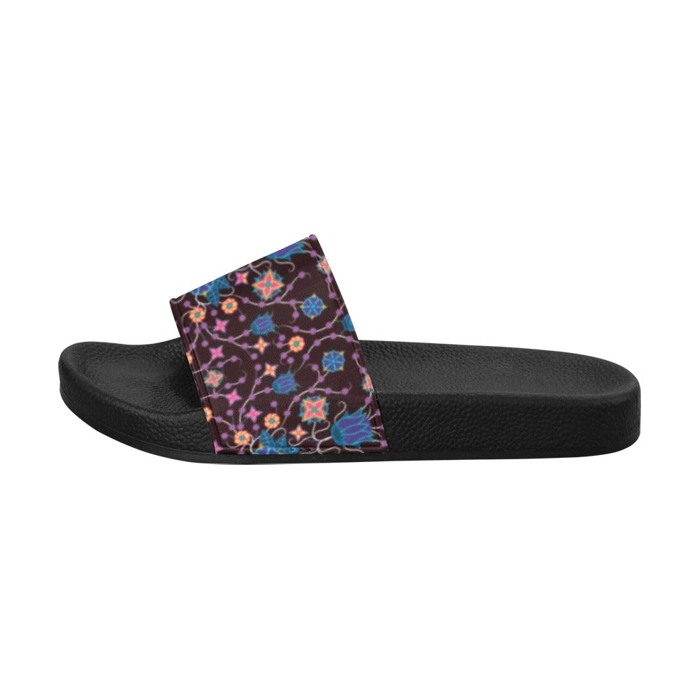 Floral Damask Purple Women's Slide Sandals (Model 057) sandals e-joyer