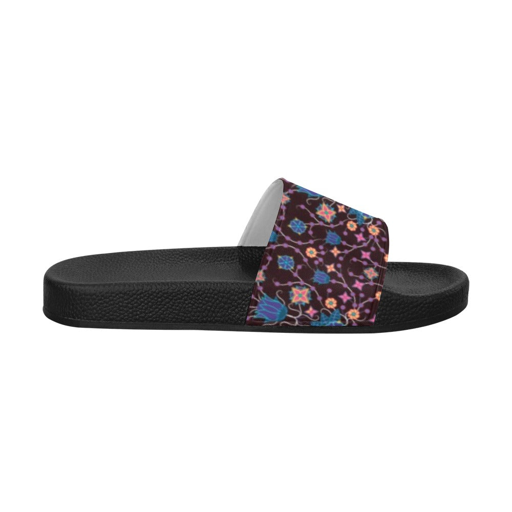 Floral Damask Purple Women's Slide Sandals (Model 057) sandals e-joyer