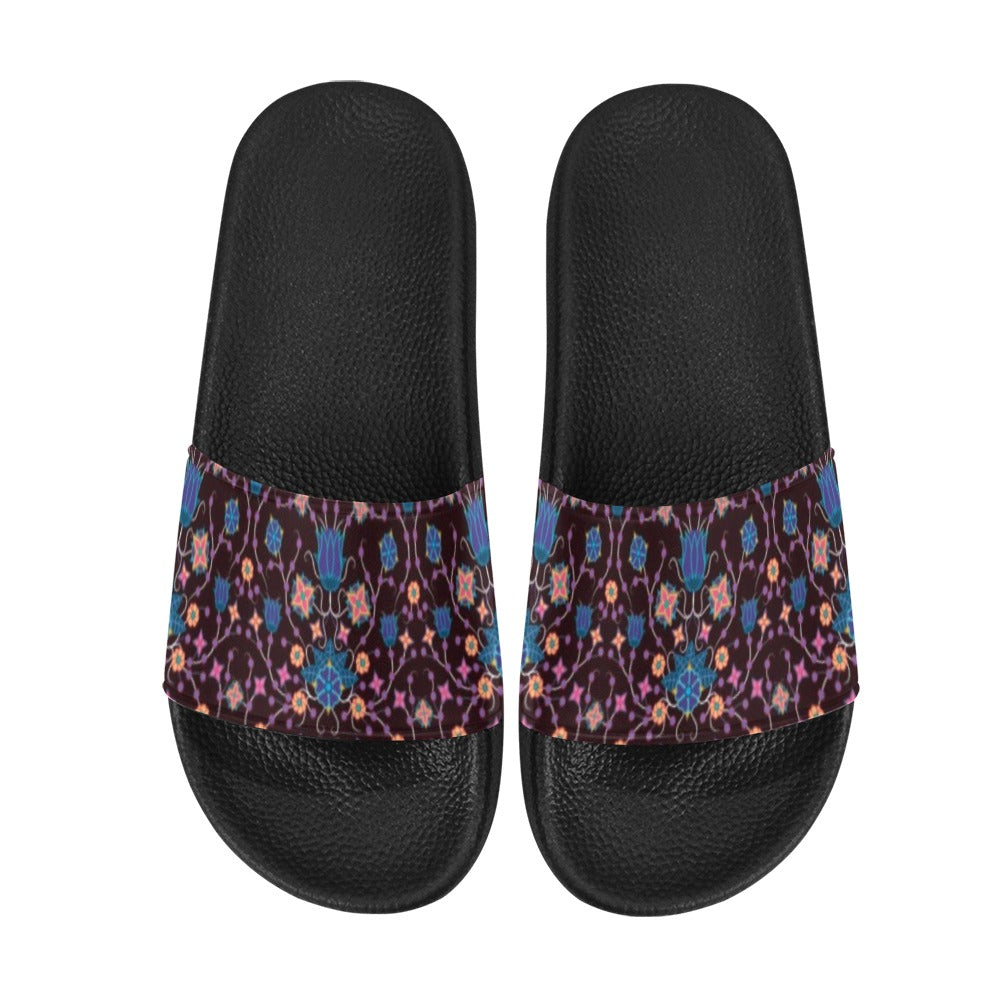 Floral Damask Purple Women's Slide Sandals (Model 057) sandals e-joyer