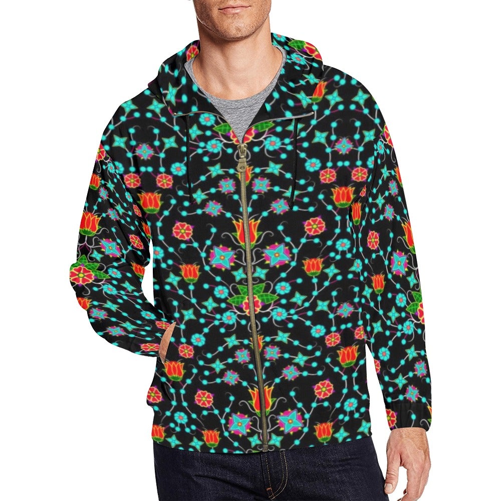 Floral Damask Upgrade All Over Print Full Zip Hoodie for Men (Model H14) hoodie e-joyer