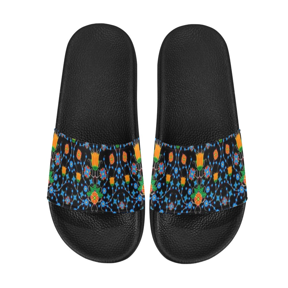 Floral Damask Women's Slide Sandals (Model 057) sandals e-joyer