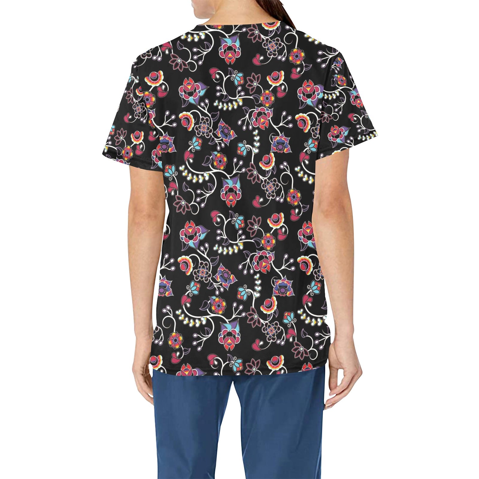 Floral Danseur All Over Print Scrub Top Scrub Top e-joyer