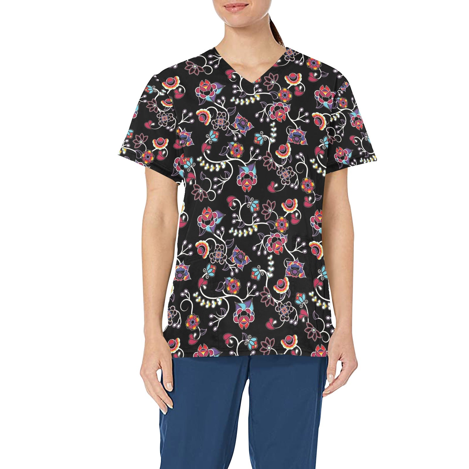 Floral Danseur All Over Print Scrub Top Scrub Top e-joyer