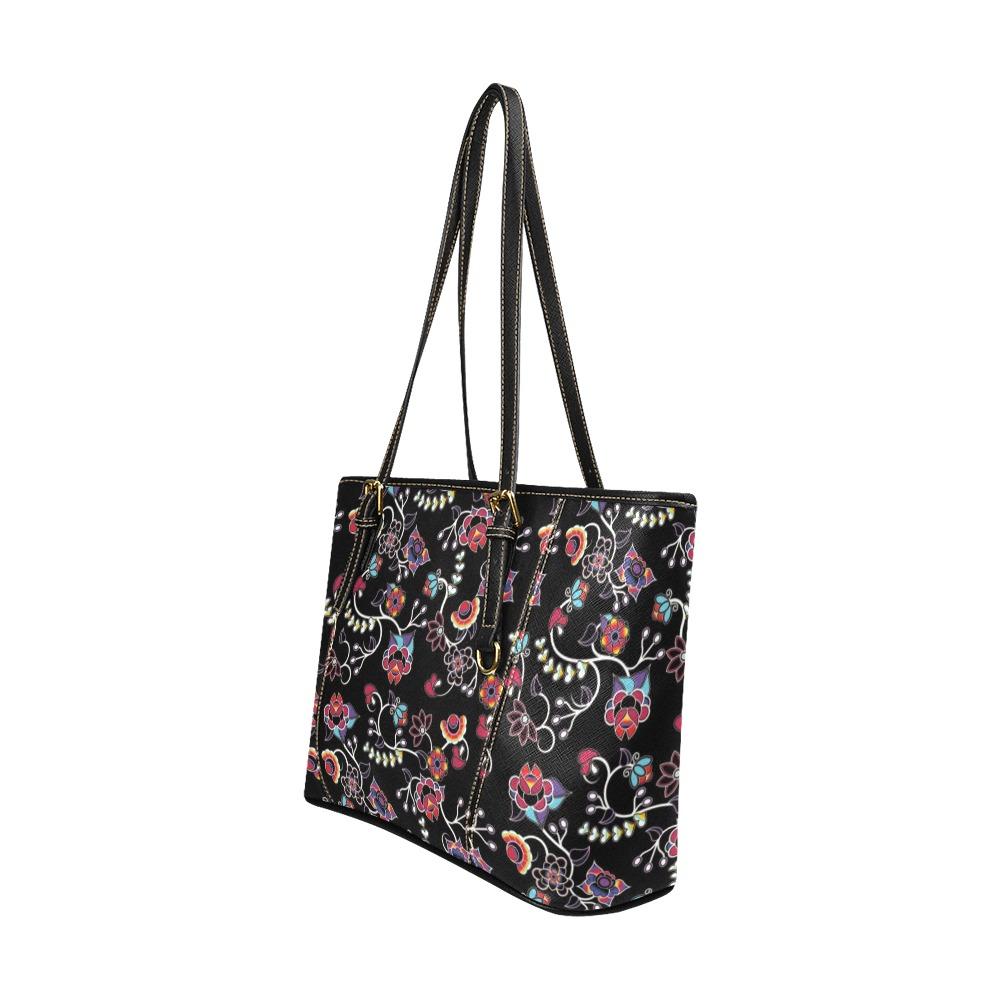 Floral Danseur Leather Tote Bag/Large (Model 1640) Leather Tote Bag (1640) e-joyer