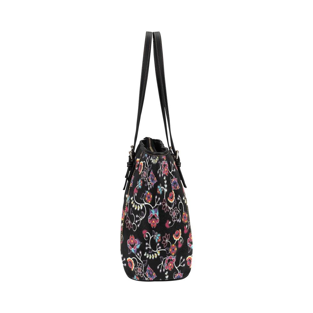 Floral Danseur Leather Tote Bag/Large (Model 1640) Leather Tote Bag (1640) e-joyer