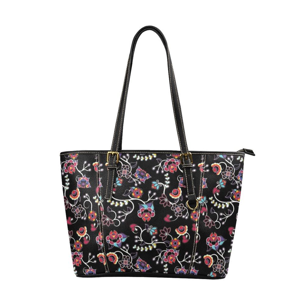 Floral Danseur Leather Tote Bag/Large (Model 1640) Leather Tote Bag (1640) e-joyer