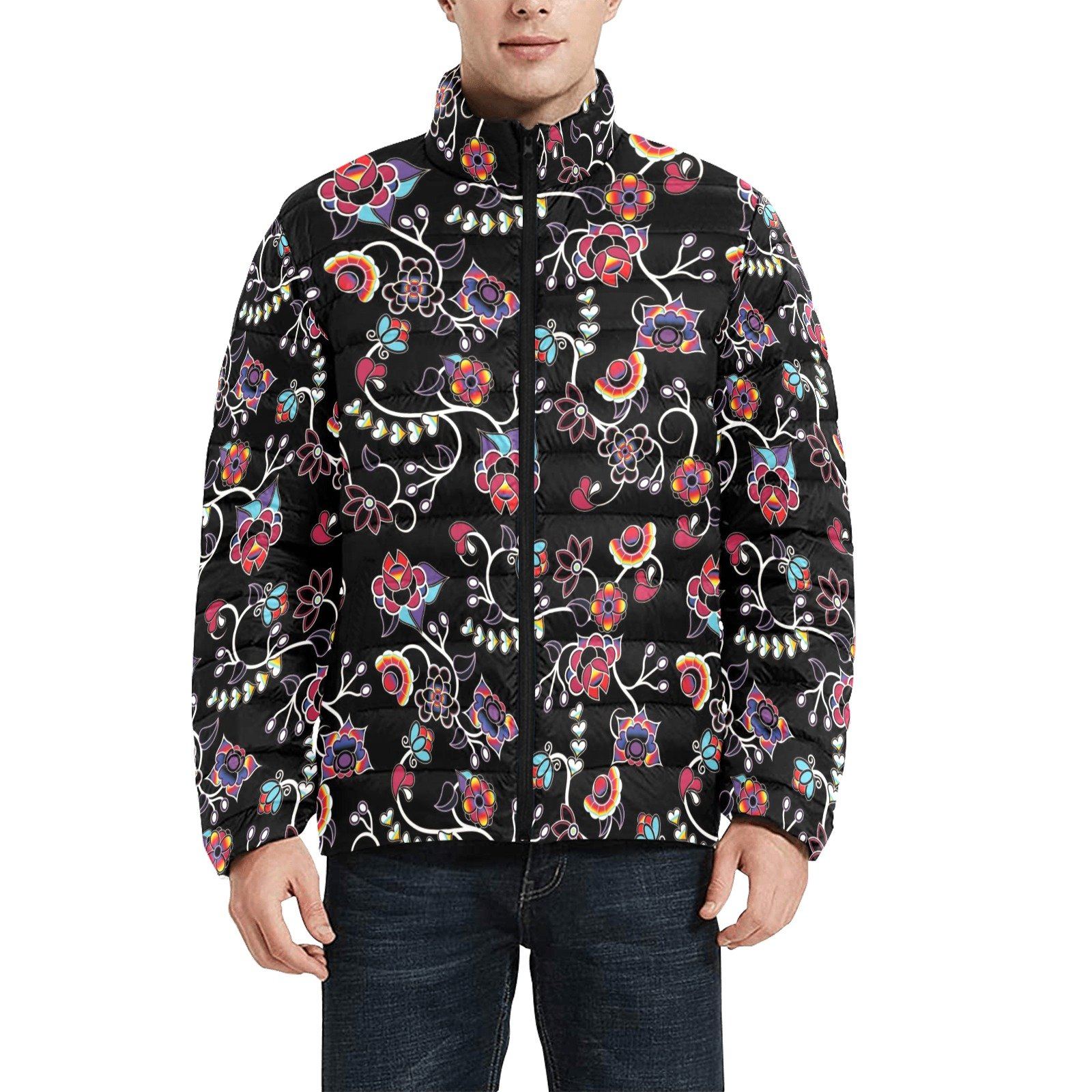 Floral Danseur Unisex Stand Collar Padded Jacket Men's Stand Collar Padded Jacket (H41) e-joyer