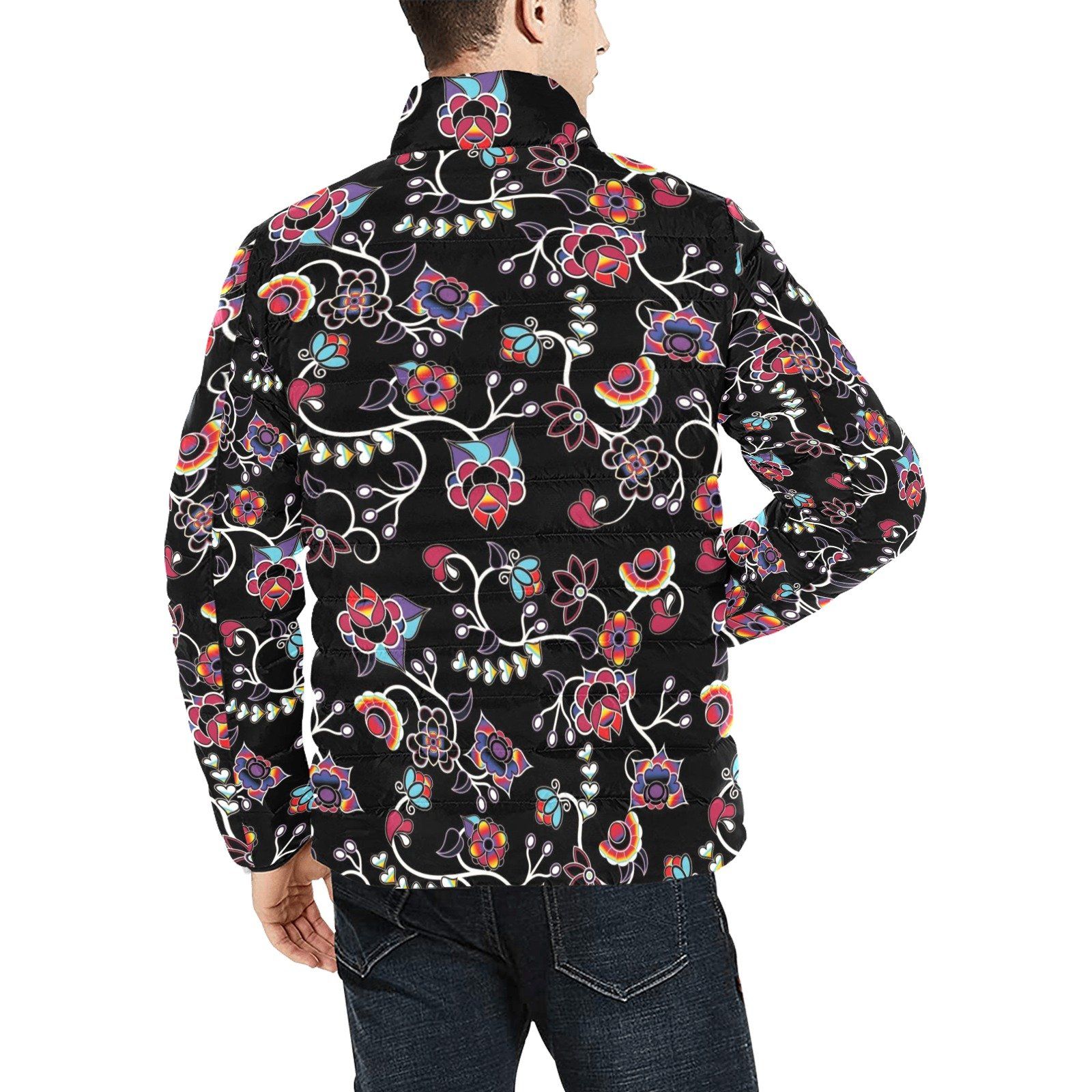 Floral Danseur Unisex Stand Collar Padded Jacket Men's Stand Collar Padded Jacket (H41) e-joyer