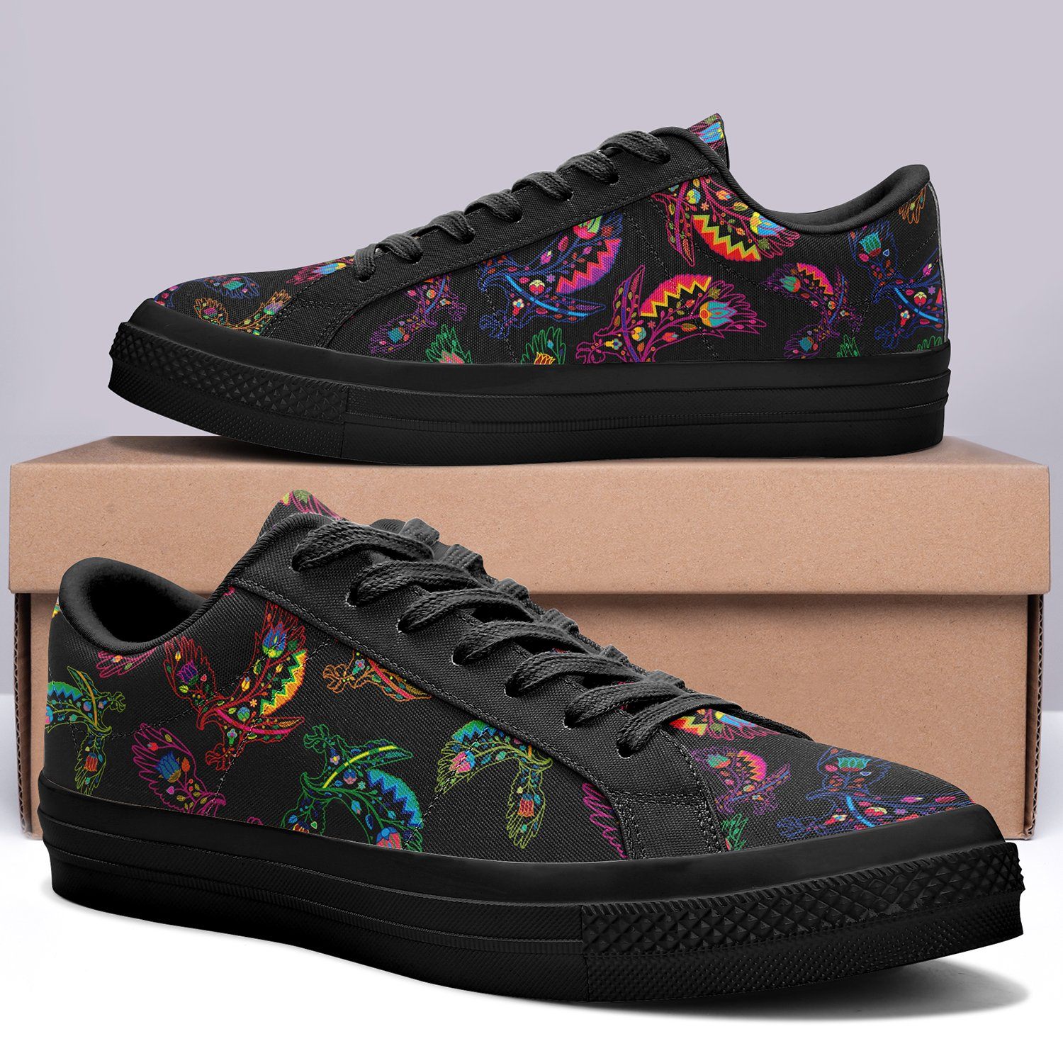 Floral Eagle Aapisi Low Top Canvas Shoes Black Sole aapisi Herman