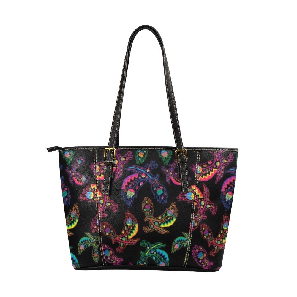 Floral Eagle Leather Tote Bag/Large (Model 1640) bag e-joyer