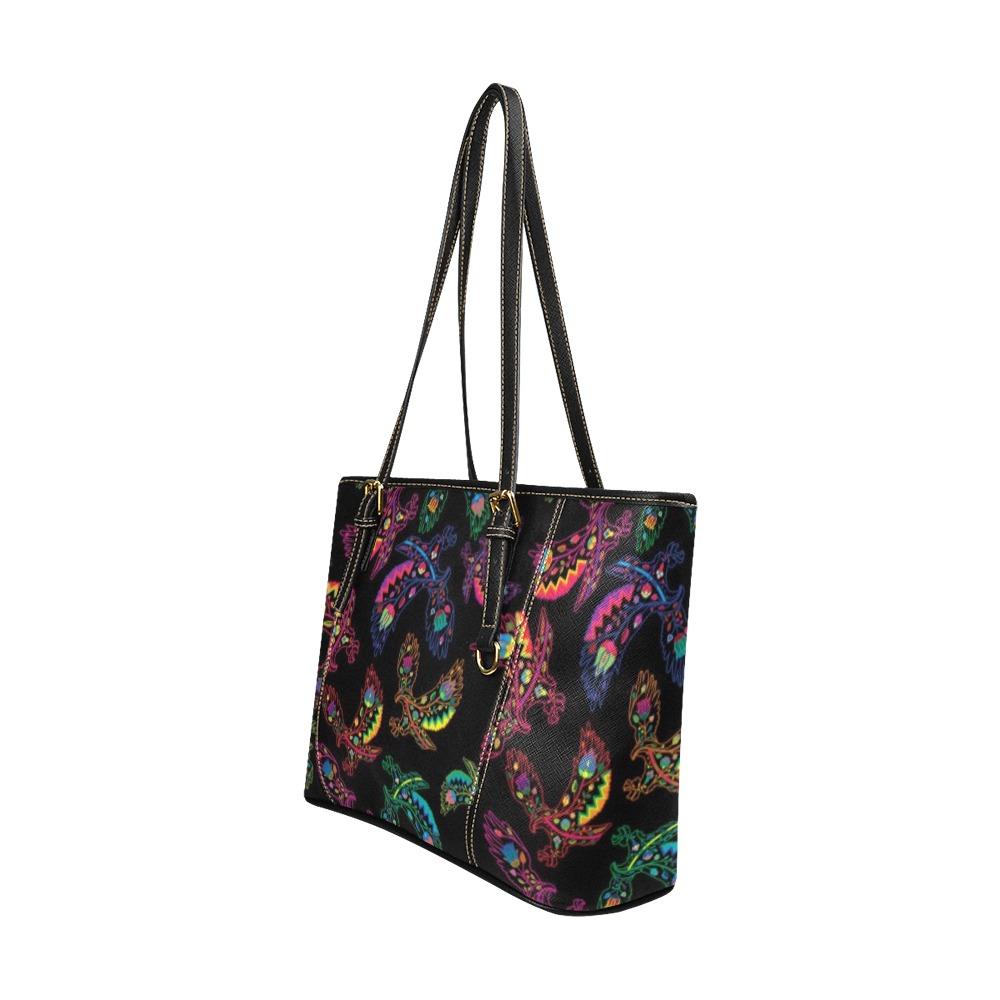 Floral Eagle Leather Tote Bag/Large (Model 1640) bag e-joyer