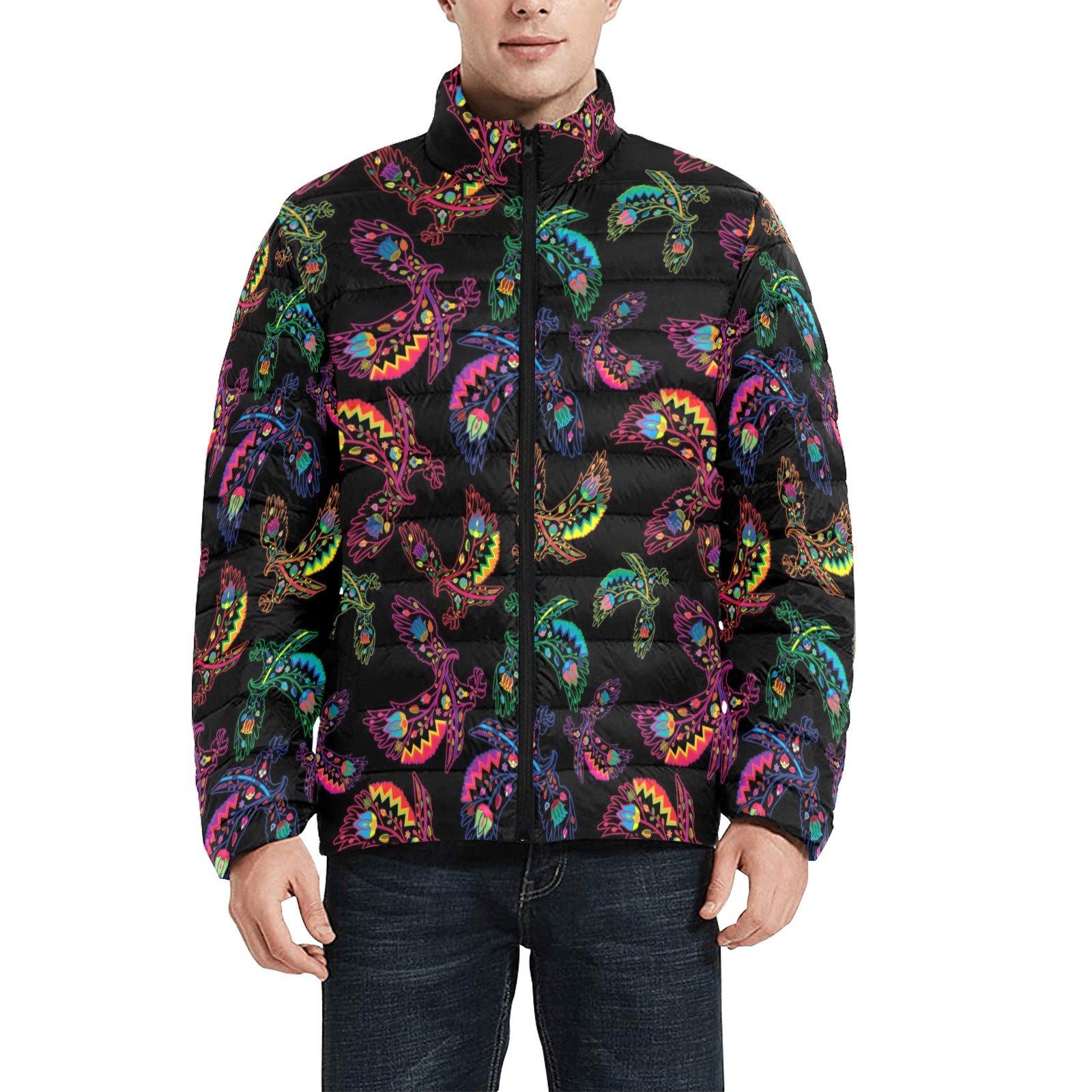 Floral Eagle Men's Stand Collar Padded Jacket (Model H41) Men's Stand Collar Padded Jacket (H41) e-joyer