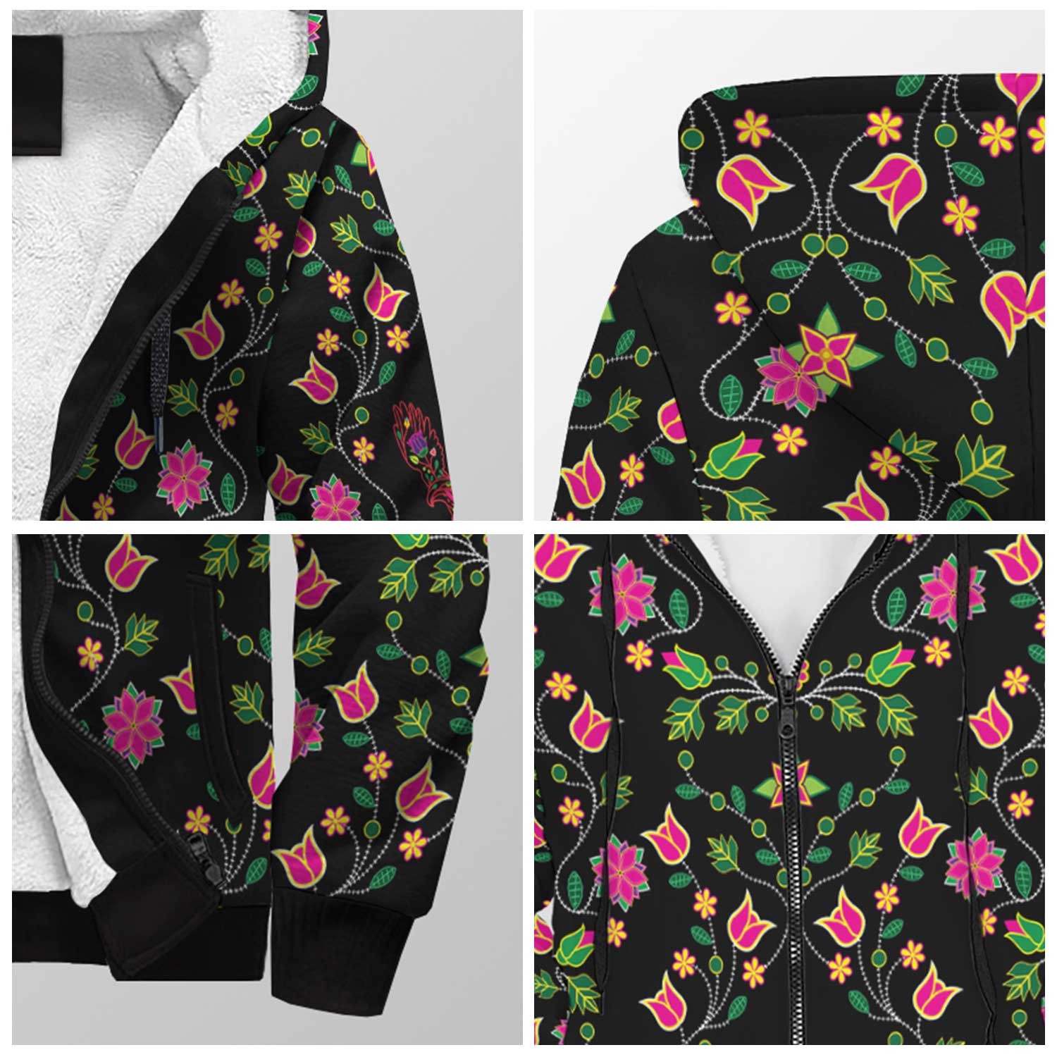 Floral Eagle Sherpa Hoodie 49 Dzine