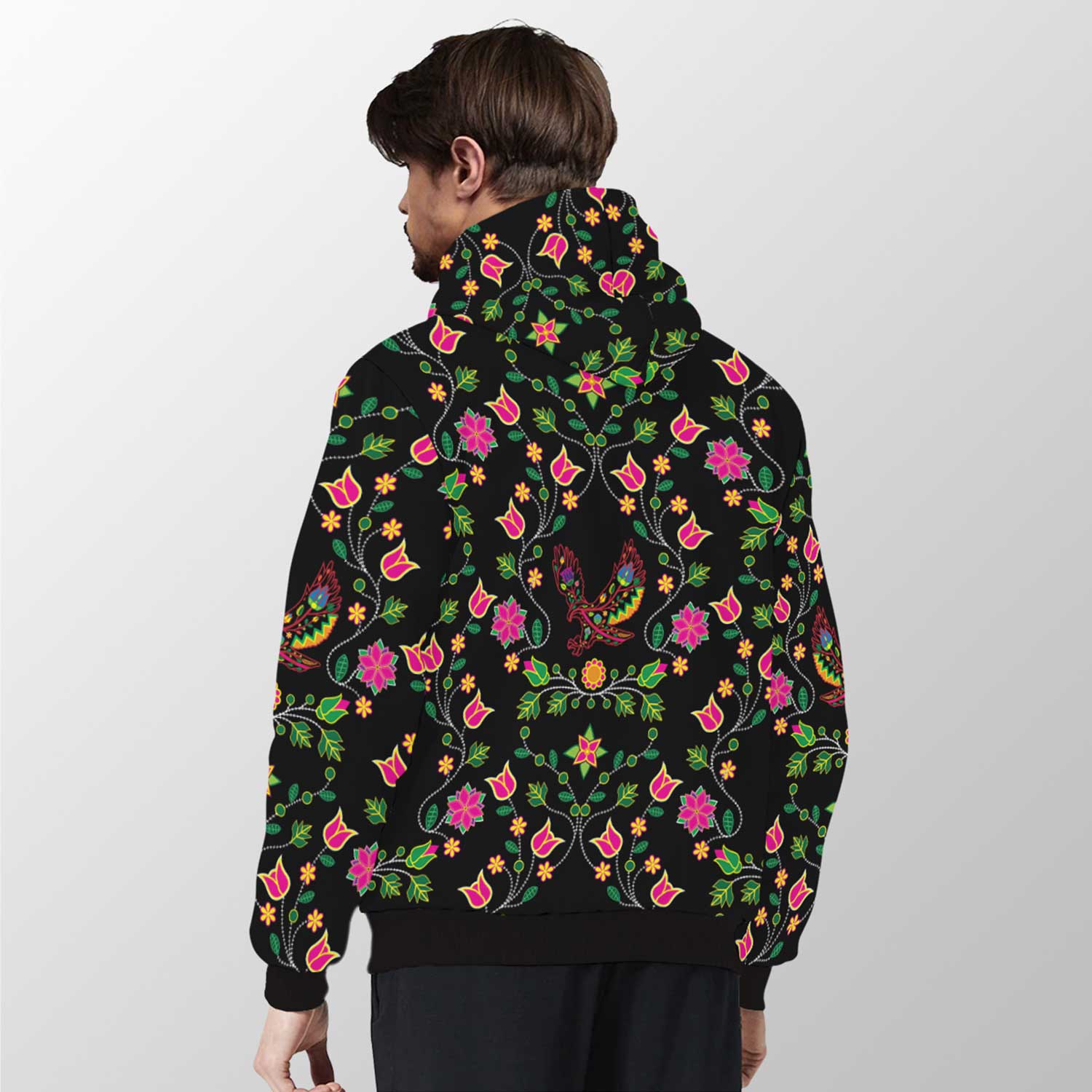 Floral Eagle Sherpa Hoodie 49 Dzine