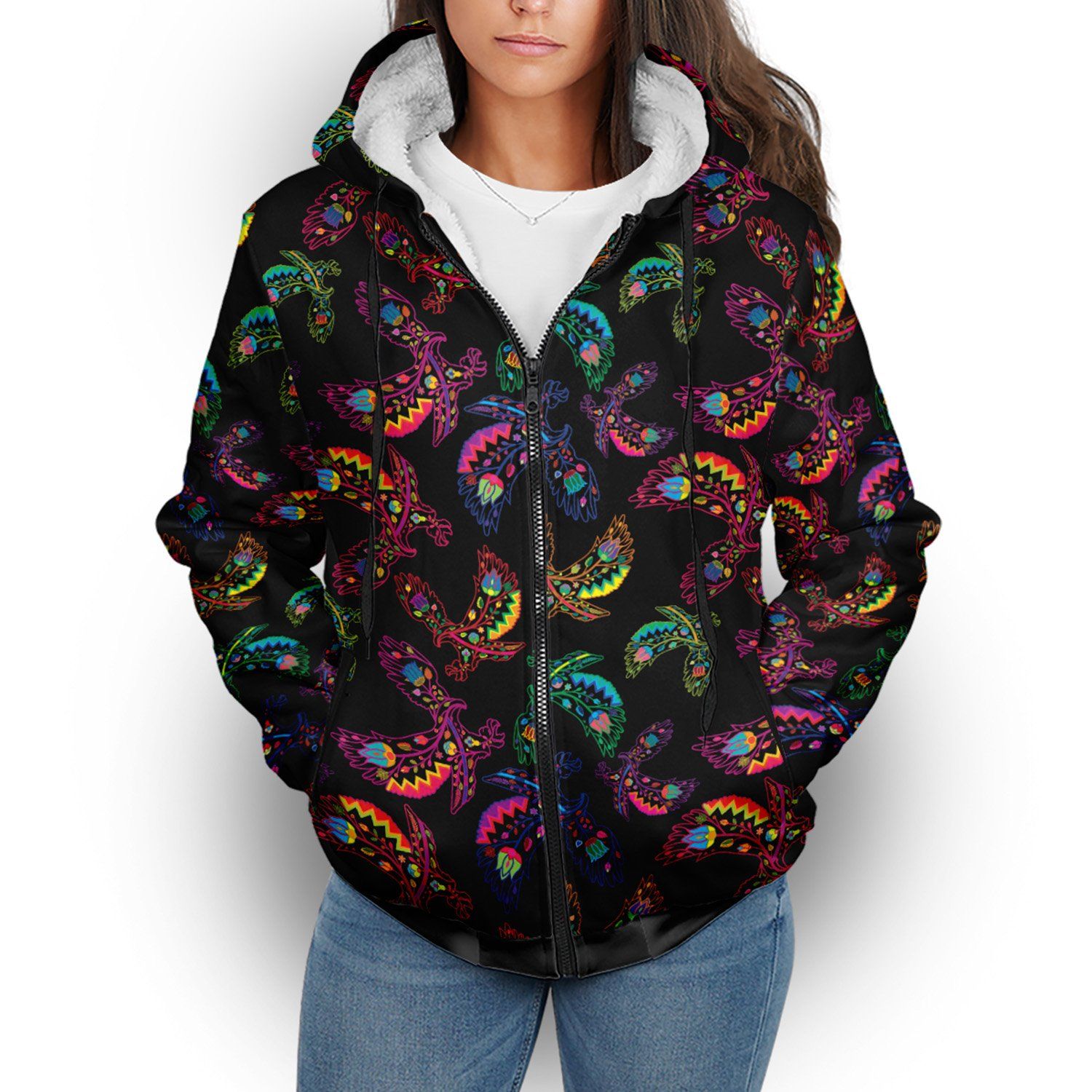 Floral Eagle Sherpa Hoodie hoodie Herman