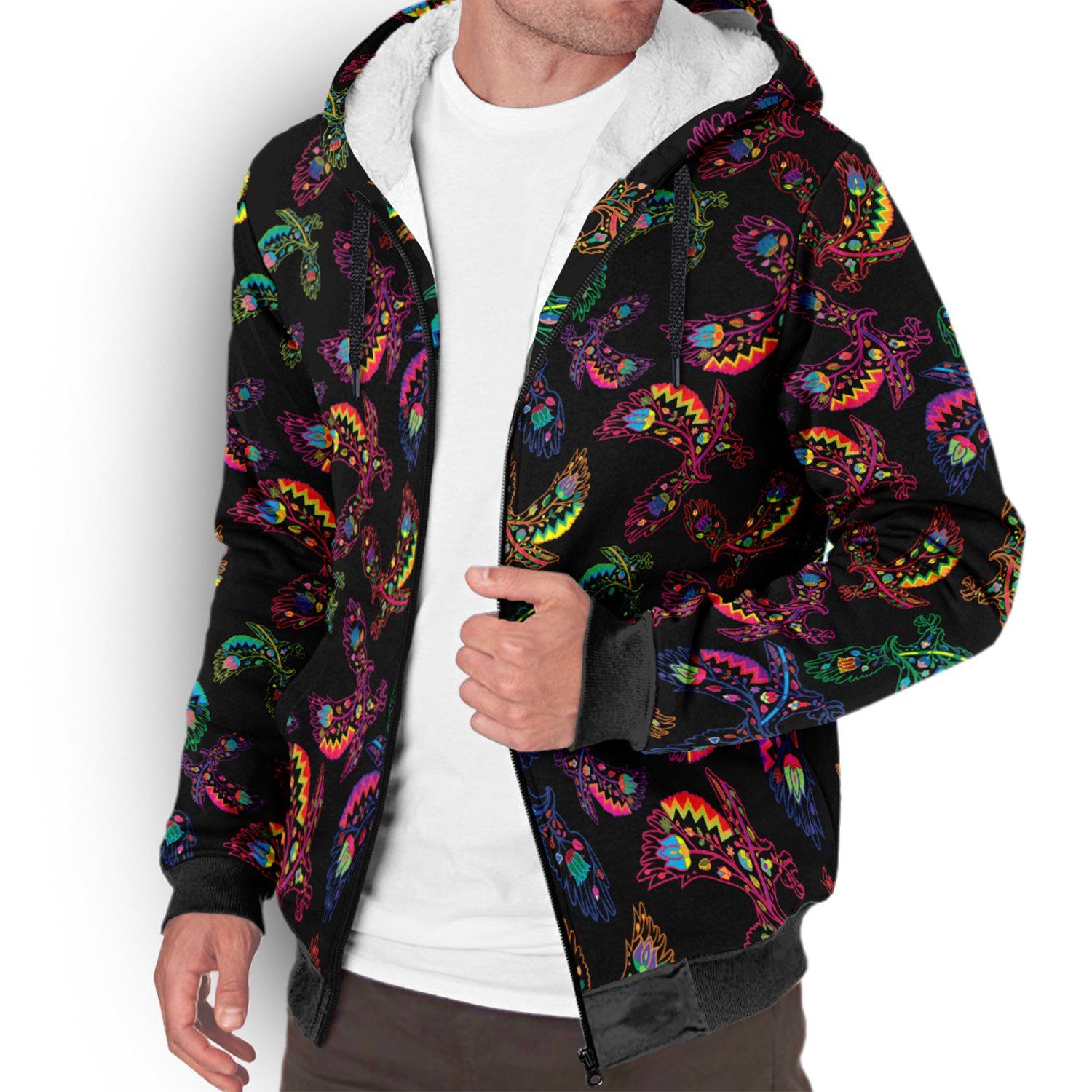Floral Eagle Sherpa Hoodie hoodie Herman