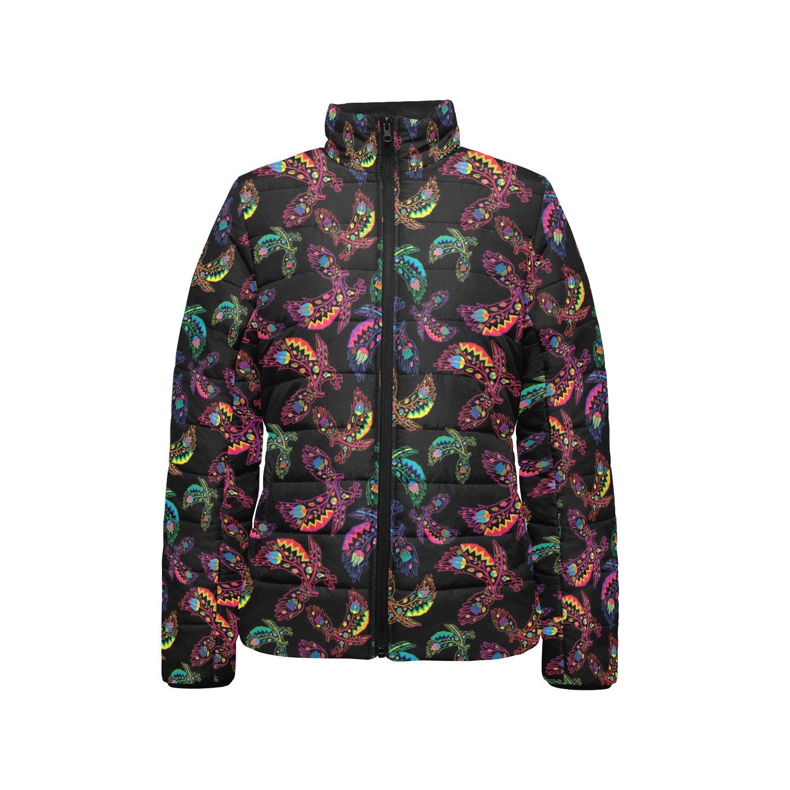 Floral Eagle Women's Stand Collar Padded Jacket (Model H41) jacket e-joyer