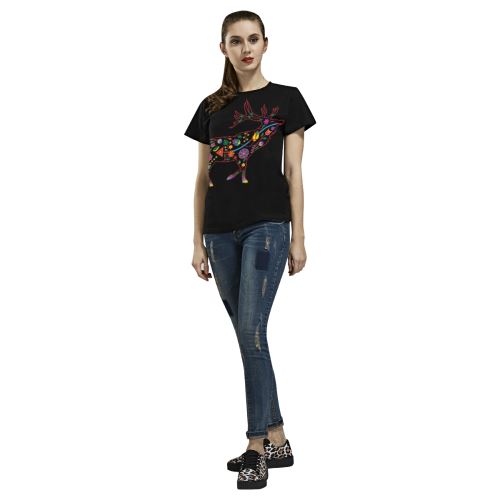 Floral Elk All Over Print T-shirt for Women/Large Size (USA Size) (Model T40) All Over Print T-Shirt for Women/Large (T40) e-joyer