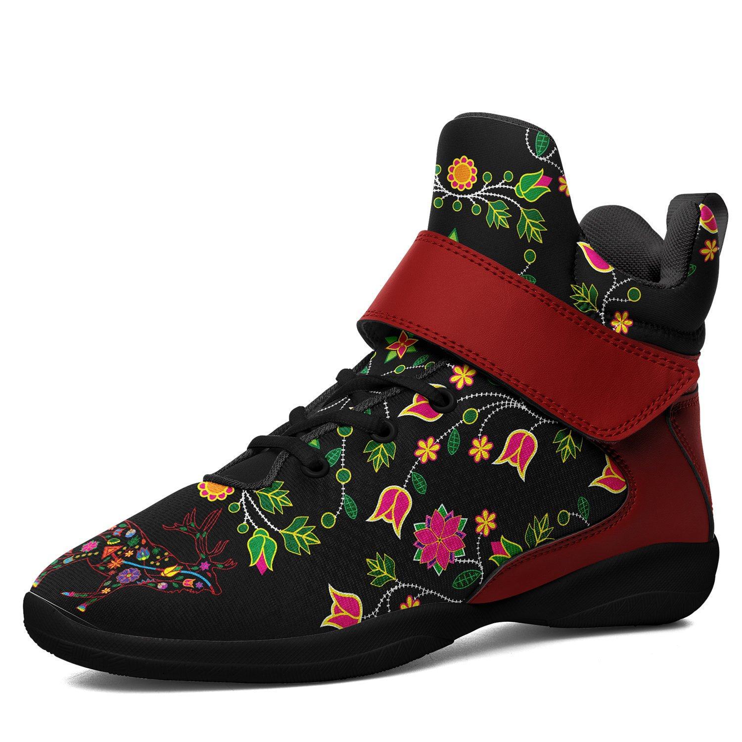 Floral Elk Ipottaa Basketball / Sport High Top Shoes - Black Sole 49 Dzine US Men 7 / EUR 40 Black Sole with Dark Red Strap