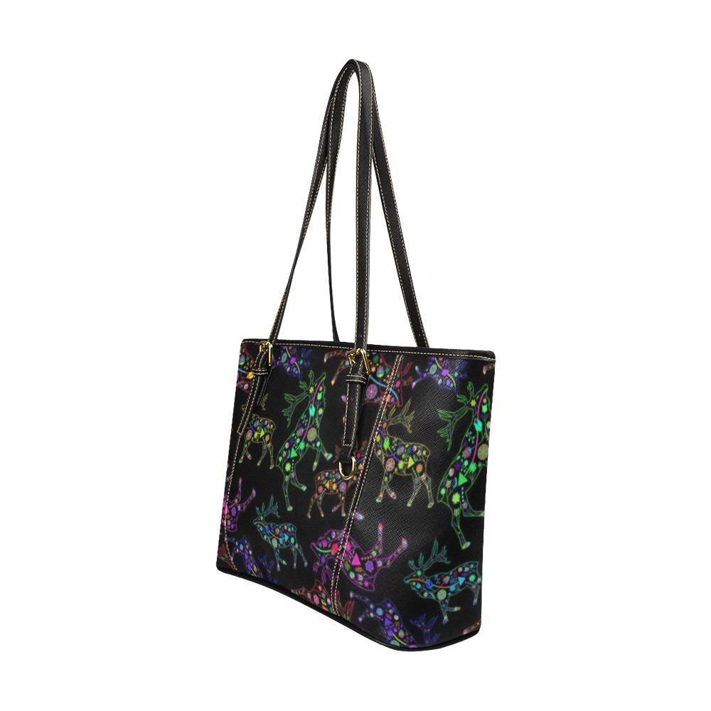 Floral Elk Leather Tote Bag/Large (Model 1640) bag e-joyer