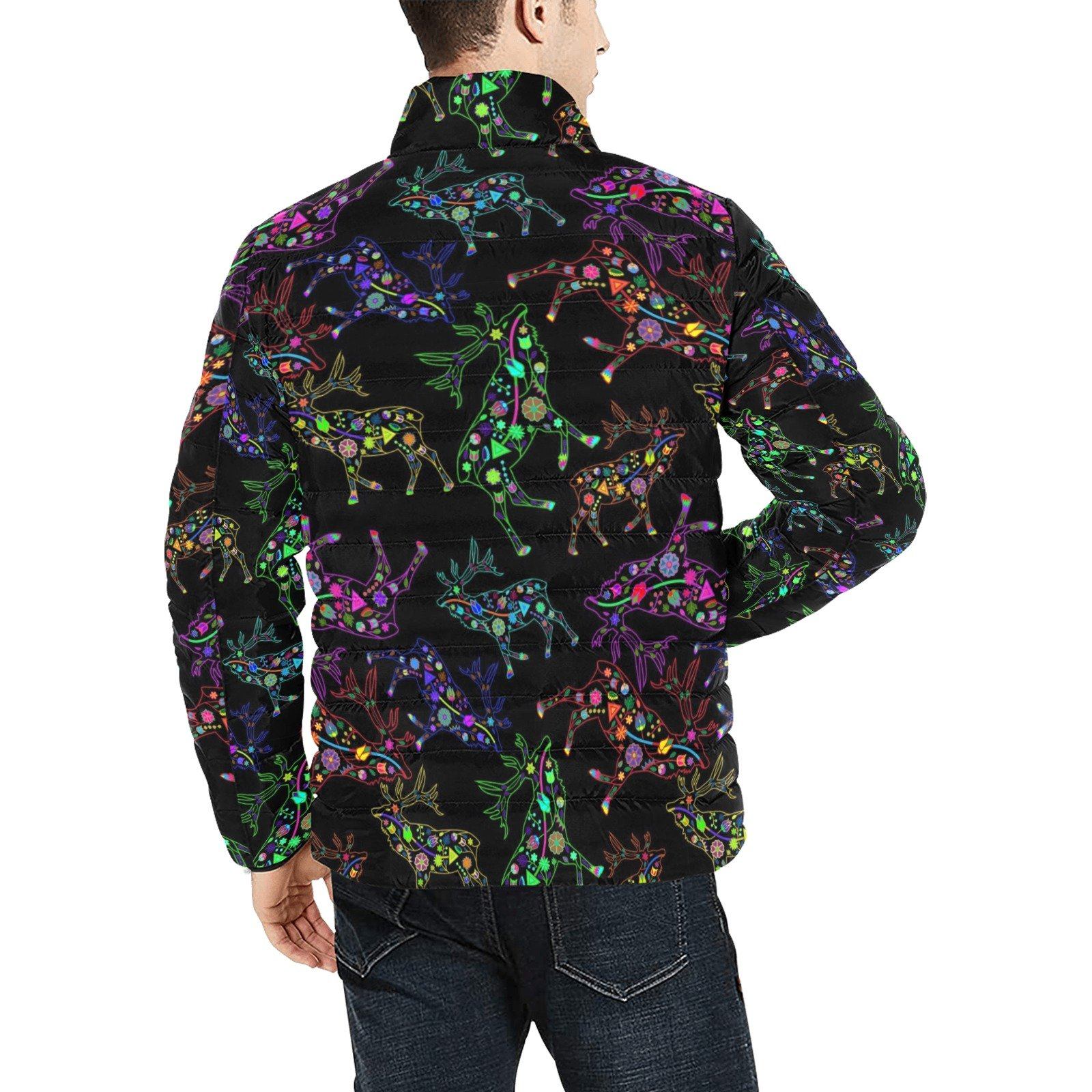 Floral Elk Men's Stand Collar Padded Jacket (Model H41) Men's Stand Collar Padded Jacket (H41) e-joyer