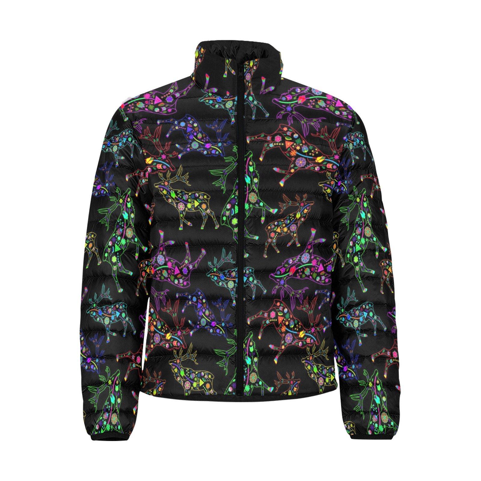 Floral Elk Men's Stand Collar Padded Jacket (Model H41) Men's Stand Collar Padded Jacket (H41) e-joyer
