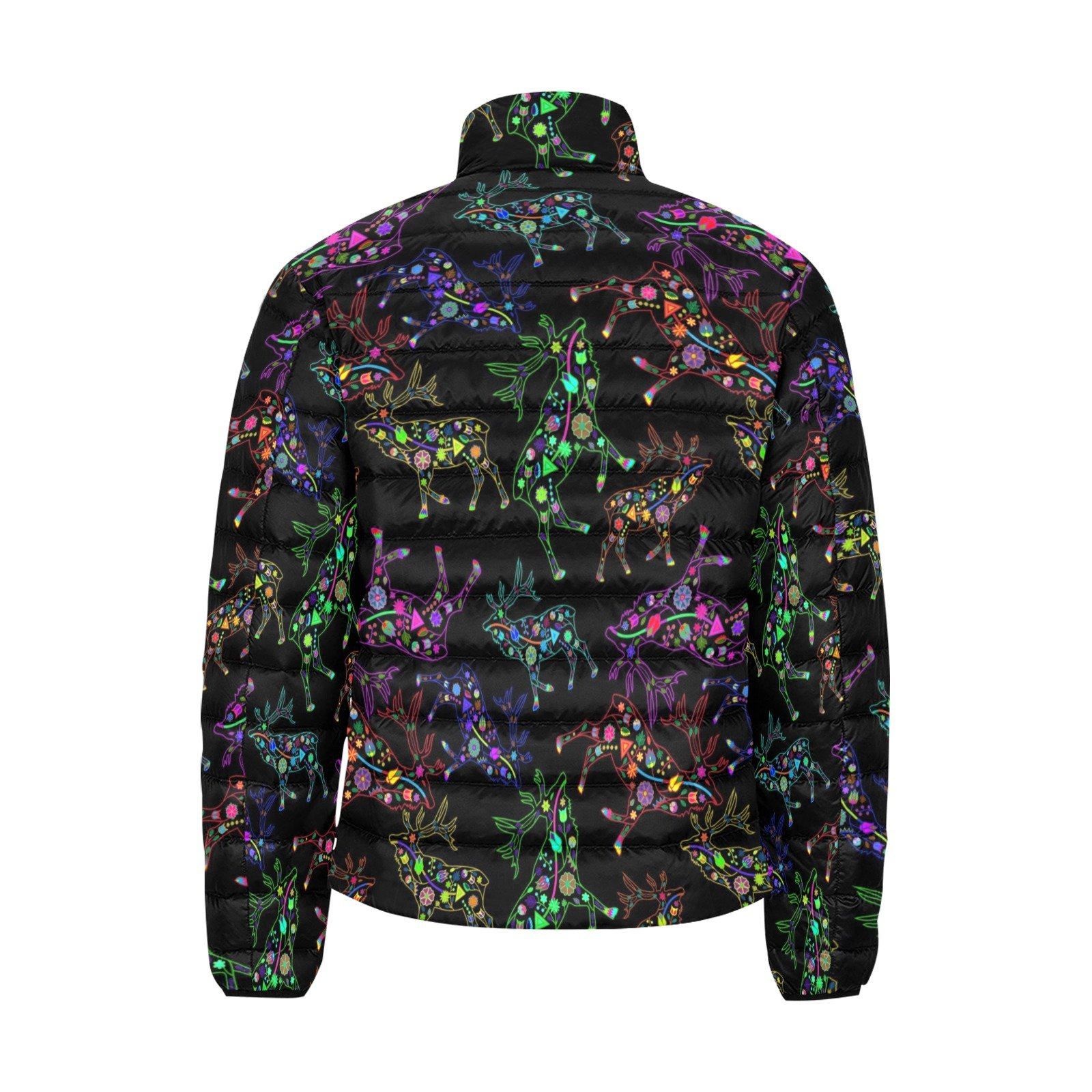 Floral Elk Men's Stand Collar Padded Jacket (Model H41) Men's Stand Collar Padded Jacket (H41) e-joyer