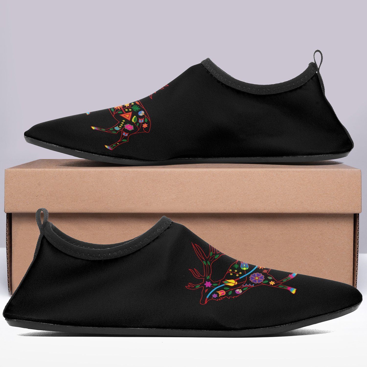 Floral Elk Sockamoccs Kid's Slip On Shoes 49 Dzine