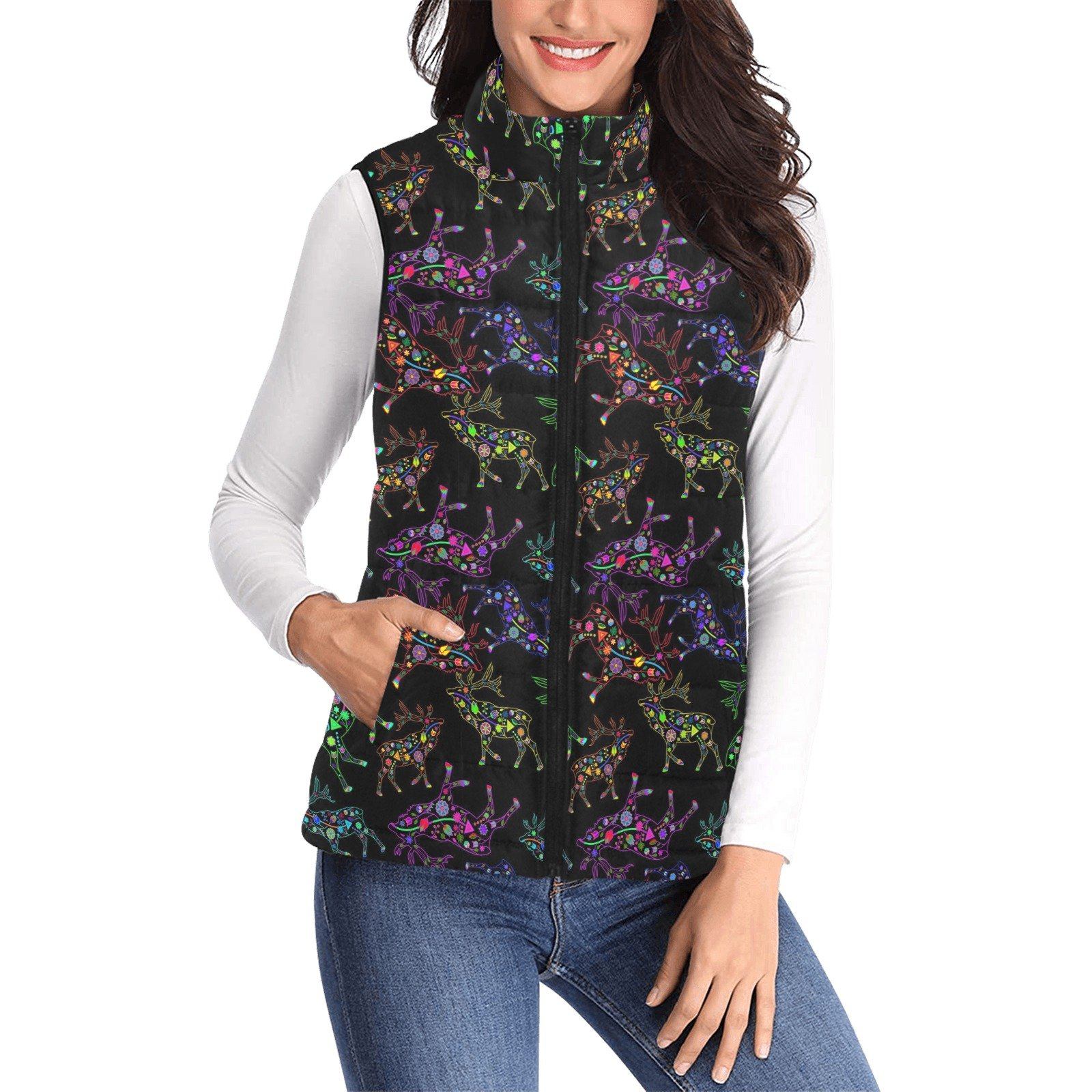 Floral Elk Women's Padded Vest Jacket (Model H44) Women's Padded Vest Jacket (H44) e-joyer
