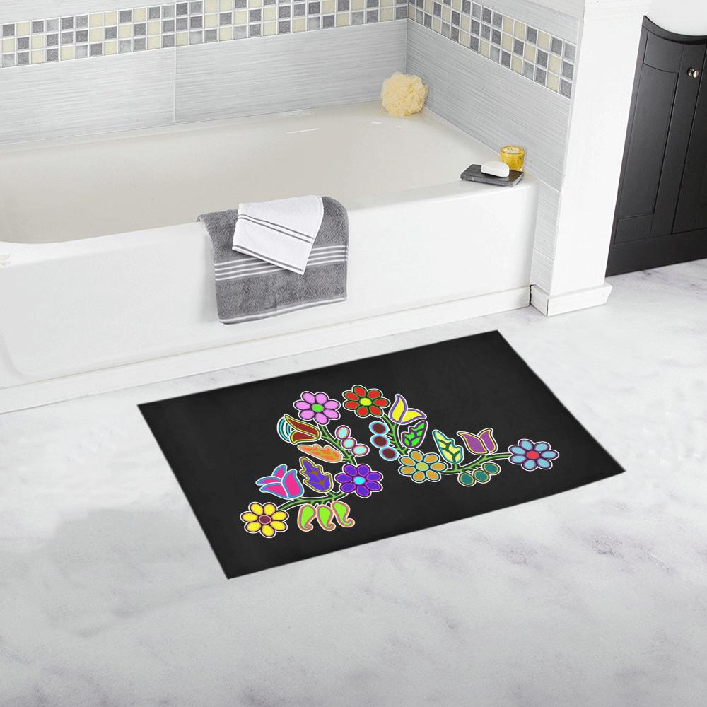 Floral Generations on Black Bath Rug 16''x 28'' Bath Rug 16''x 28'' e-joyer