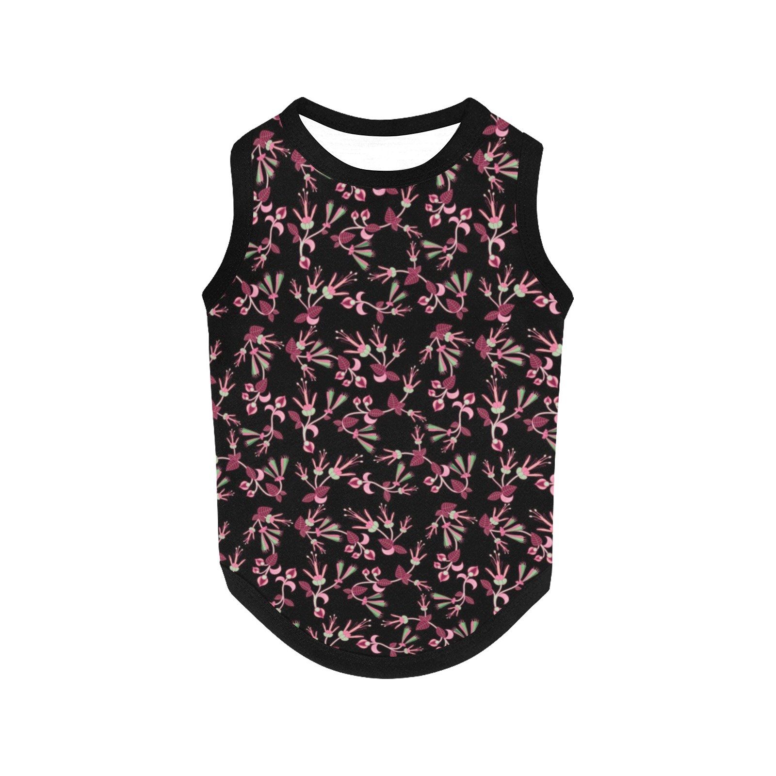 Floral Green Black All Over Print Pet Tank Top Pet Tank Top e-joyer