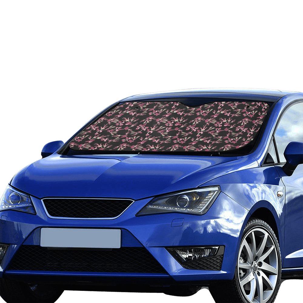 Floral Green Black Car Sun Shade 55"x30" Car Sun Shade e-joyer