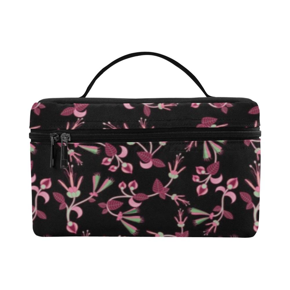 Floral Green Black Cosmetic Bag/Large (Model 1658) bag e-joyer