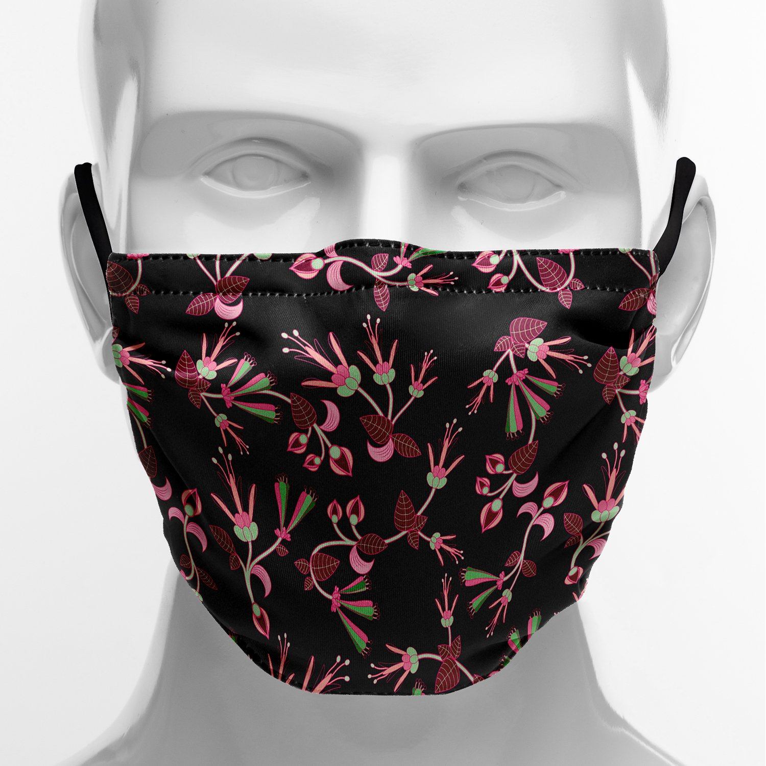 Floral Green Black Face Cover Herman