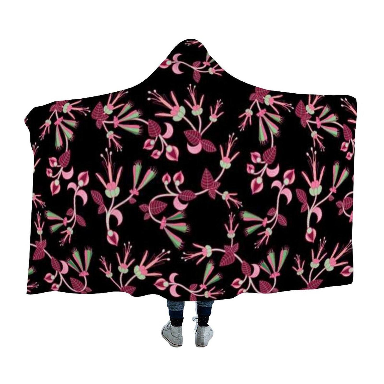 Floral Green Black Hooded Blanket blanket 49 Dzine