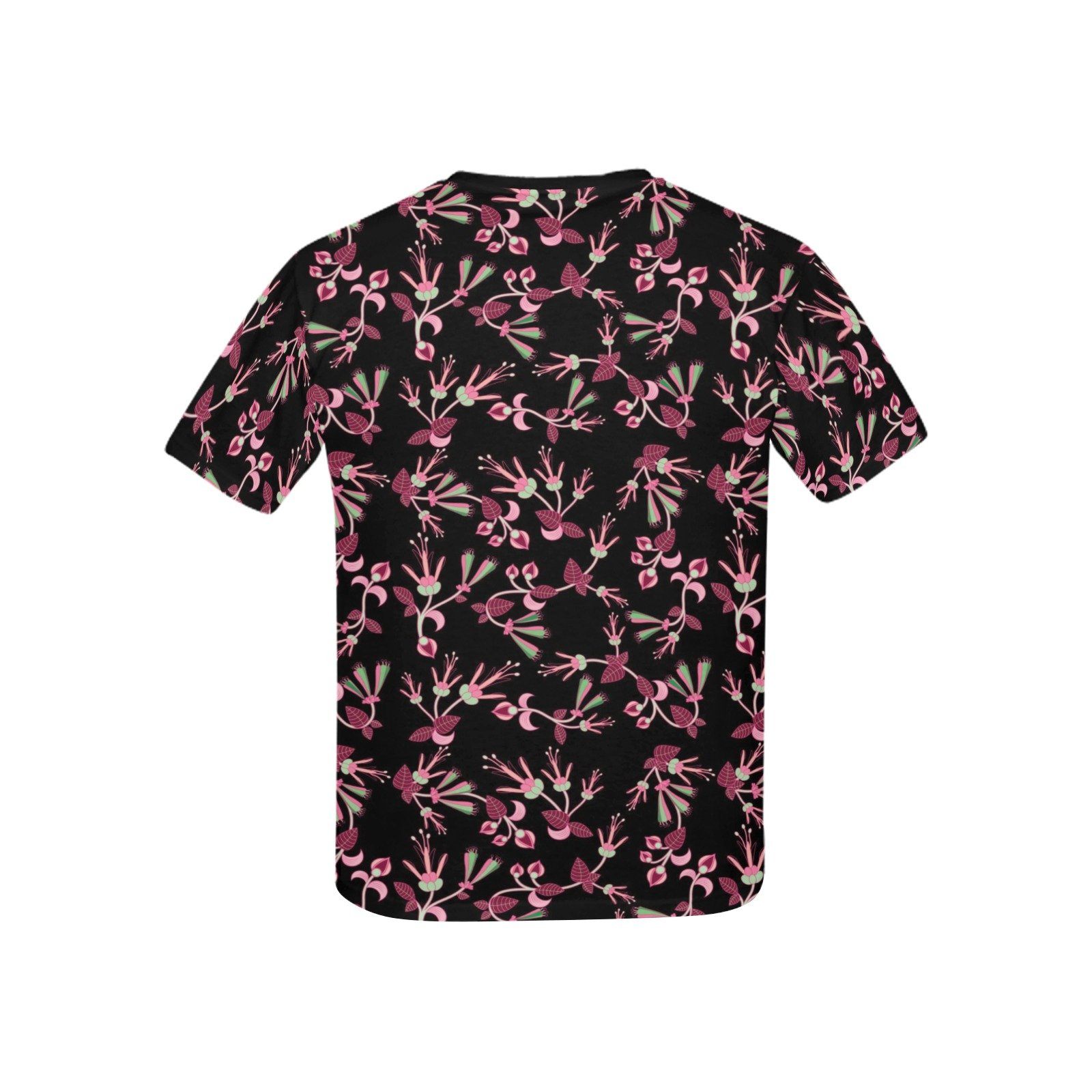 Floral Green Black Kids' All Over Print T-shirt (USA Size) (Model T40) All Over Print T-shirt for Kid (T40) e-joyer