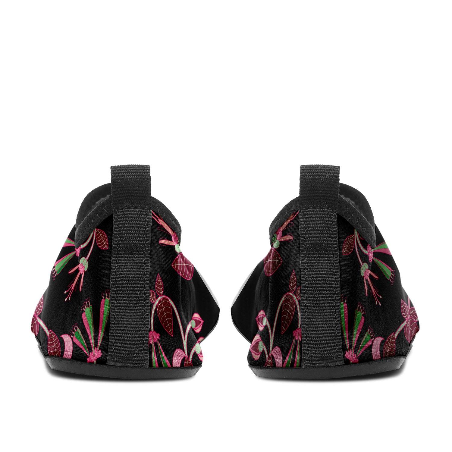 Floral Green Black Kid's Slip On Shoes Herman