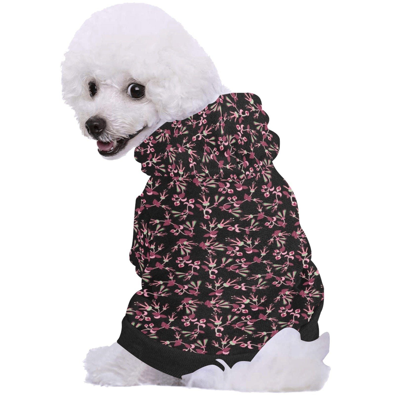 Floral Green Black Pet Dog Hoodie Pet Dog Hoodie e-joyer