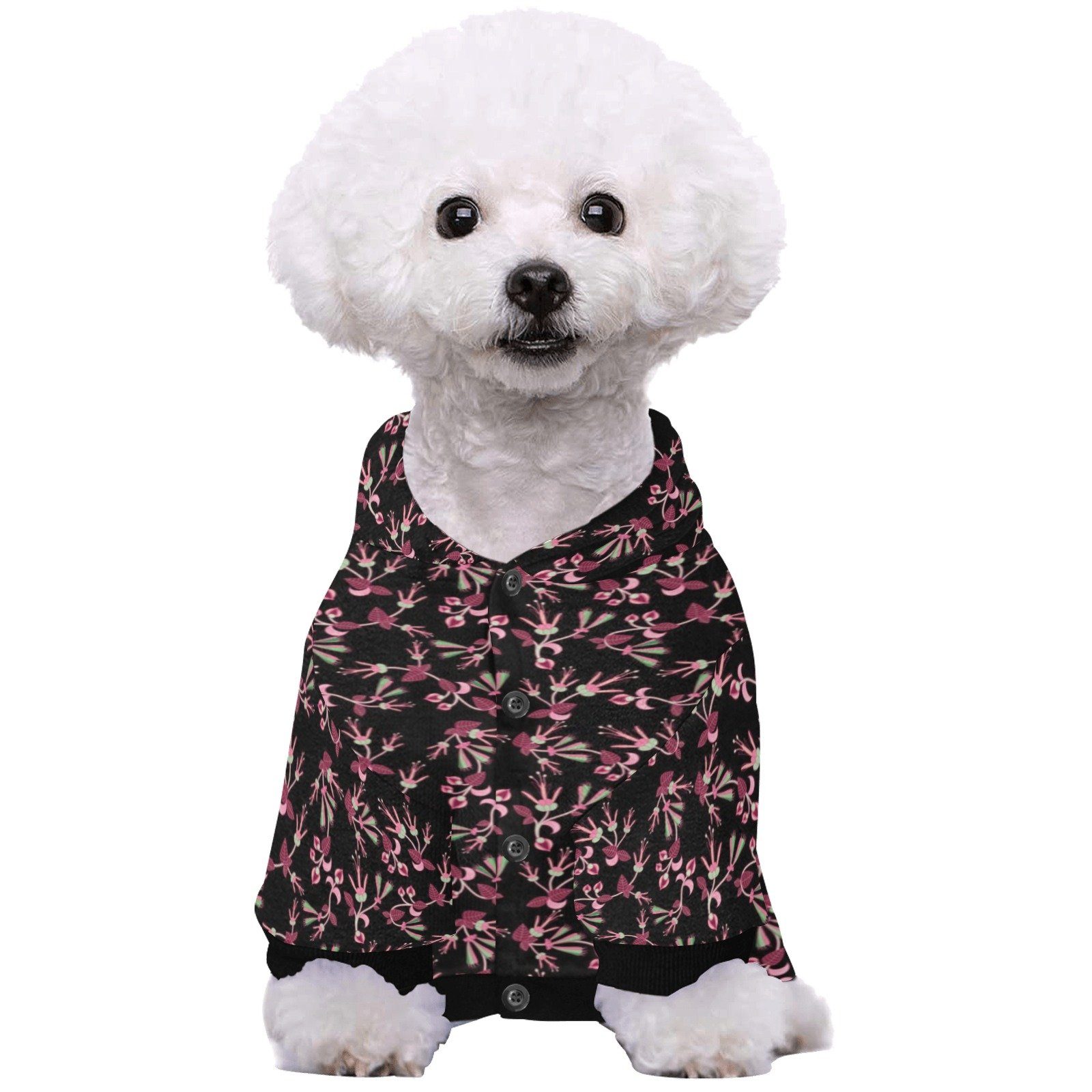 Floral Green Black Pet Dog Hoodie Pet Dog Hoodie e-joyer