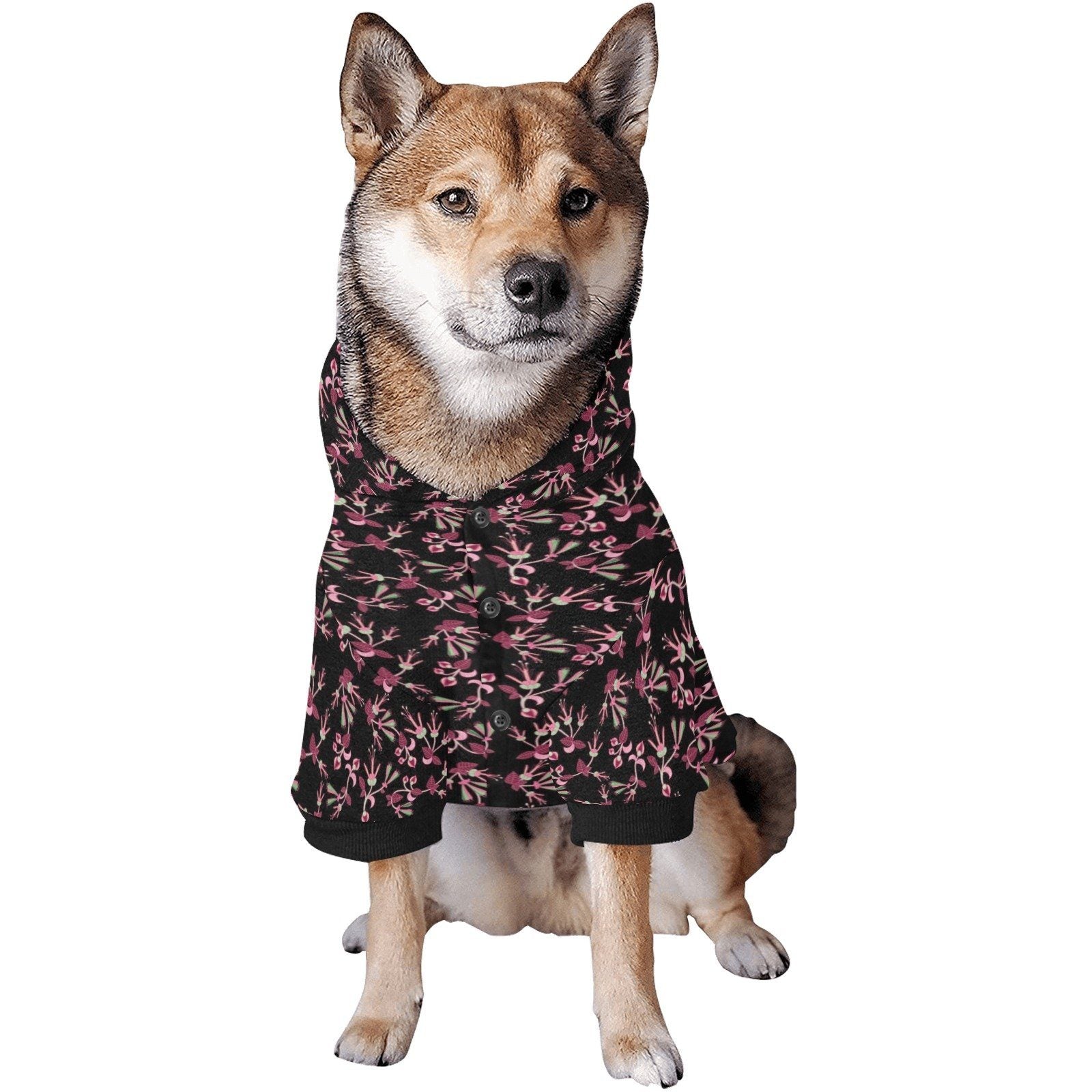 Floral Green Black Pet Dog Hoodie Pet Dog Hoodie e-joyer