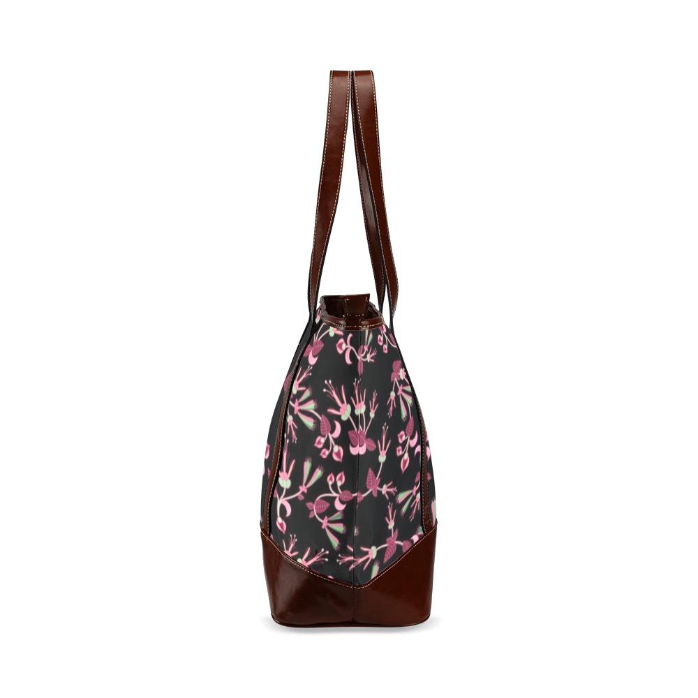 Floral Green Black Tote Handbag (Model 1642) Tote Handbags (1642) e-joyer